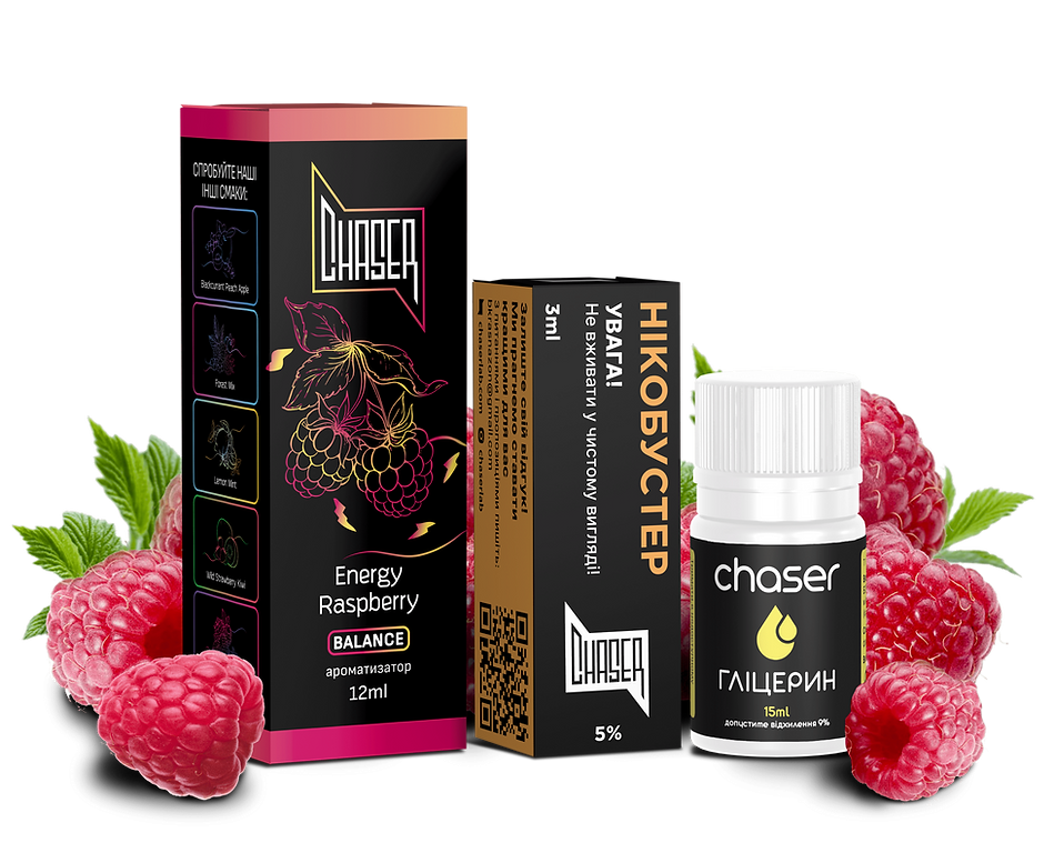 Chaser Black Energy Raspberry 30мл — Набір для самозамісу (сольовий нікотин) Chaser Black Energy Raspberry 30мл — Набір для самозамісу (сольовий нікотин)