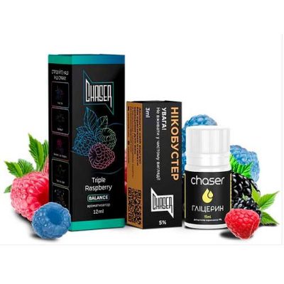 Chaser Black Triple Raspberry 30мл — Набір для самозамісу (сольовий нікотин)