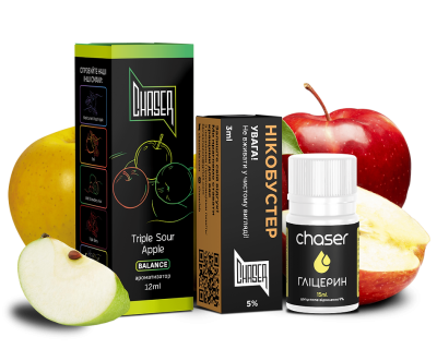 Chaser Black Triple Sour Apple 30мл — Набір для самозамісу (сольовий нікотин)