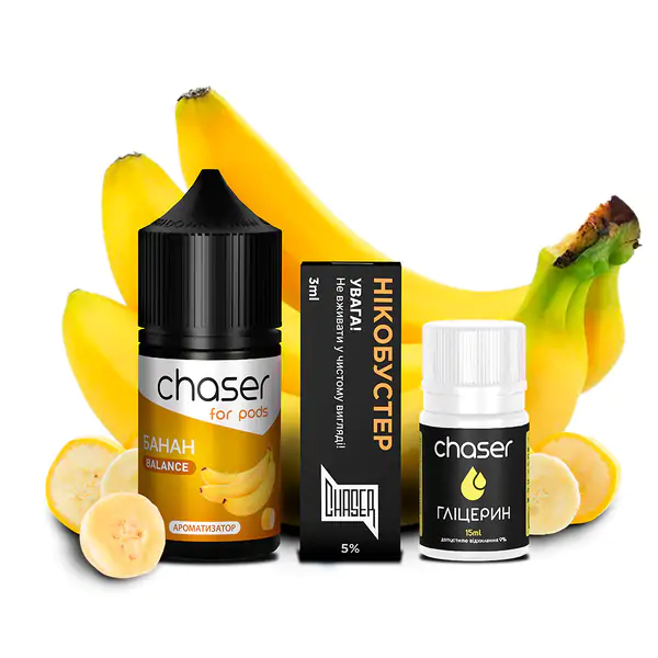 Chaser For Pods Banana 30мл — Набір для самозамісу (сольовий нікотин) Chaser For Pods Banana 30мл — Набір для самозамісу (сольовий нікотин)
