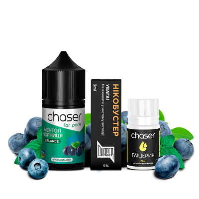 Chaser For Pods Blueberry Menthol 30мл — Набір для самозамісу (сольовий нікотин)