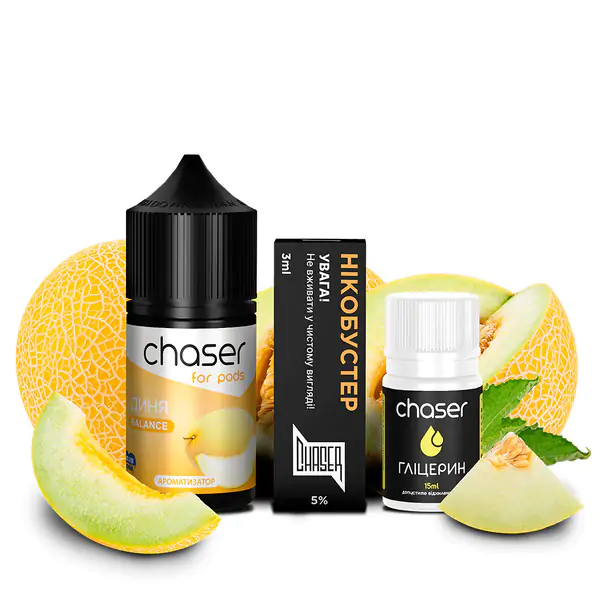 Chaser For Pods Melon 30мл — Набір для самозамісу (сольовий нікотин) Chaser For Pods Melon 30мл — Набір для самозамісу (сольовий нікотин)