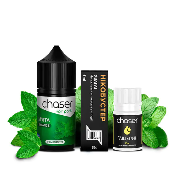 Chaser For Pods Mint 30мл — Набір для самозамісу (сольовий нікотин) Chaser For Pods Mint 30мл — Набір для самозамісу (сольовий нікотин)