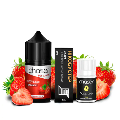Chaser For Pods Strawberry 30мл — Набір для самозамісу (сольовий нікотин)