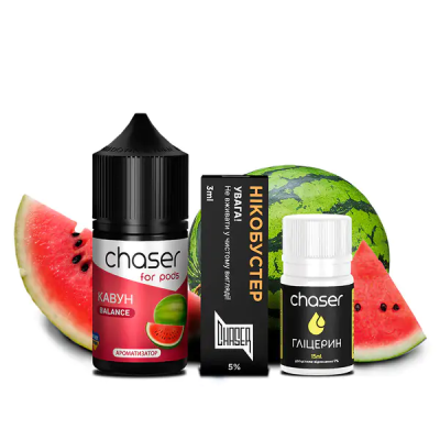 Chaser For Pods Watermelon 30мл — Набір для самозамісу (сольовий нікотин)