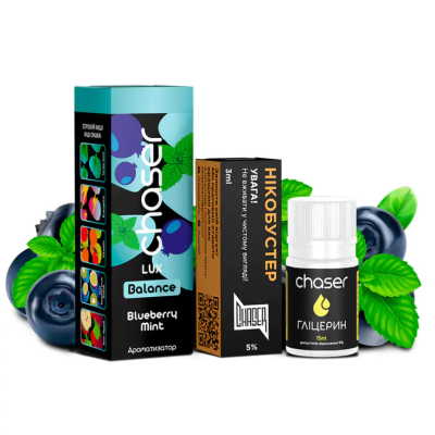 Chaser LUX Blueberry Mint 30мл — Набір для самозамісу (сольовий нікотин)
