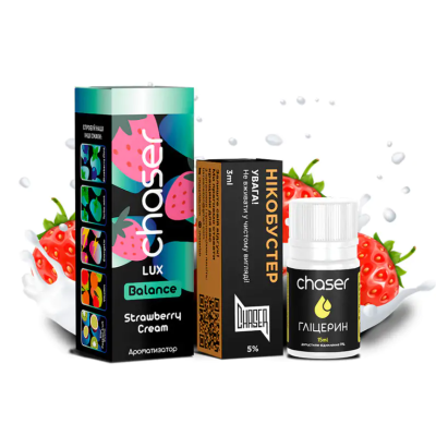 Chaser LUX Strawberry Cream 30мл — Набір для самозамісу (сольовий нікотин)