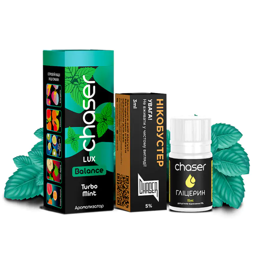Chaser LUX Turbo Mint 30мл — Набір для самозамісу (сольовий нікотин) Chaser LUX Turbo Mint 30мл — Набір для самозамісу (сольовий нікотин)