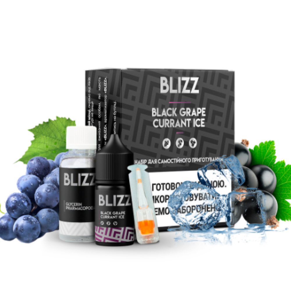 Blizz Black Grape Currant Ice 30мл — Набір для самозамісу (сольовий нікотин) Blizz Black Grape Currant Ice 30мл — Набір для самозамісу (сольовий нікотин)