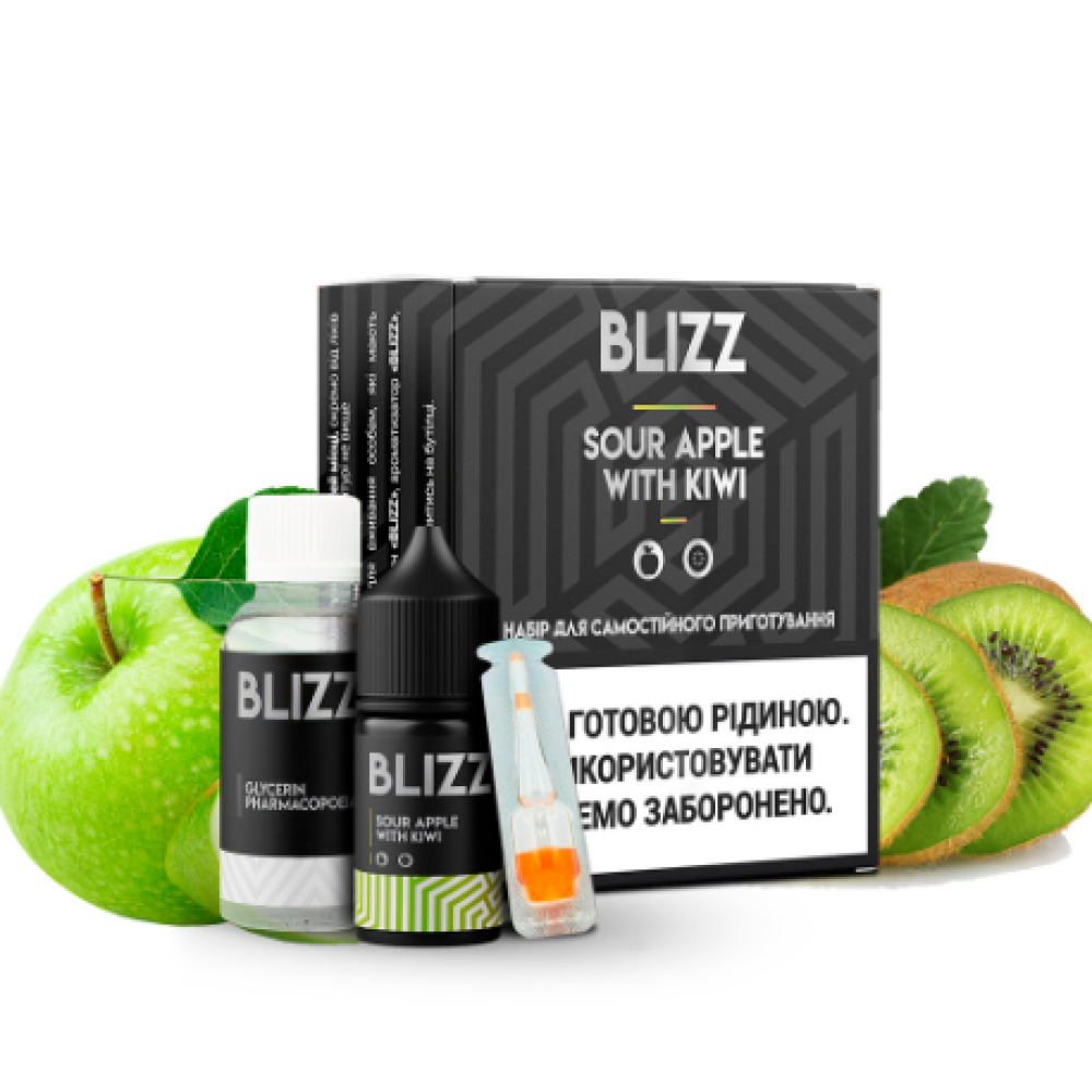 Blizz Sour Apple with Kiwi 30мл — Набір для самозамісу (сольовий нікотин) Blizz Sour Apple with Kiwi 30мл — Набір для самозамісу (сольовий нікотин)