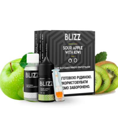 Blizz Sour Apple with Kiwi 30мл — Набір для самозамісу (сольовий нікотин)