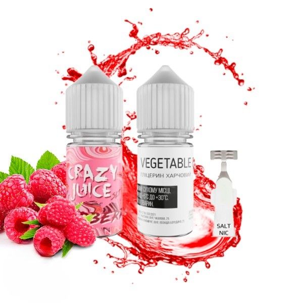 Crazy Juice Raspberry 30мл — Набір для самозамісу (сольовий нікотин) Crazy Juice Raspberry 30мл — Набір для самозамісу (сольовий нікотин)