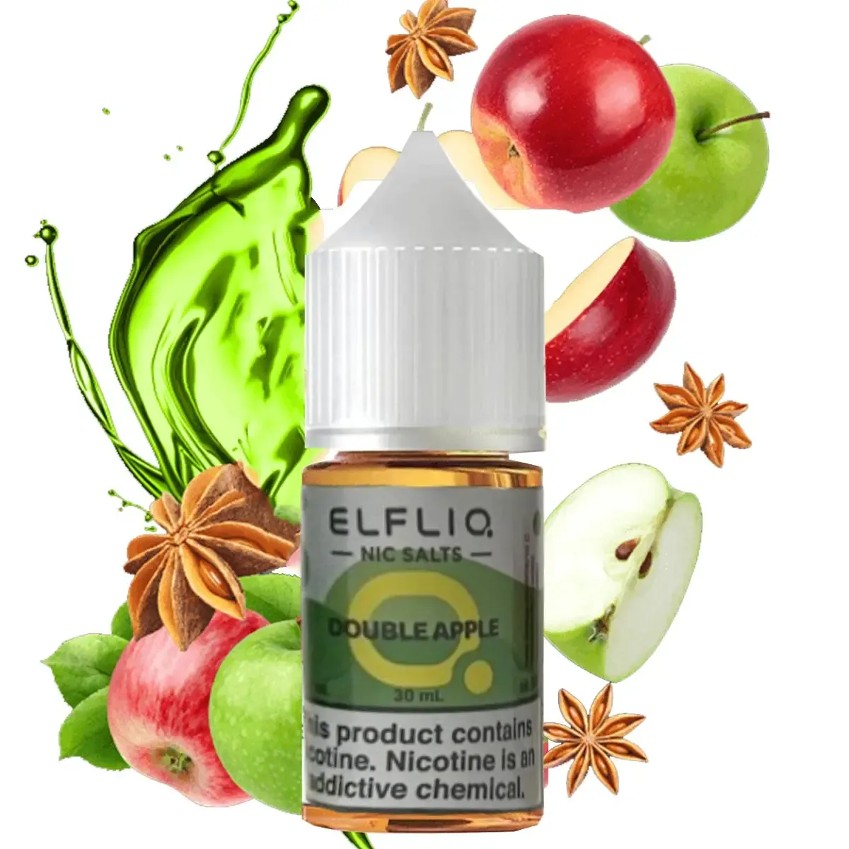 Elfliq Double Apple 30мл — Рідина для pod систем (сольовий нікотин) Elfliq Double Apple 30мл — Рідина для pod систем (сольовий нікотин)
