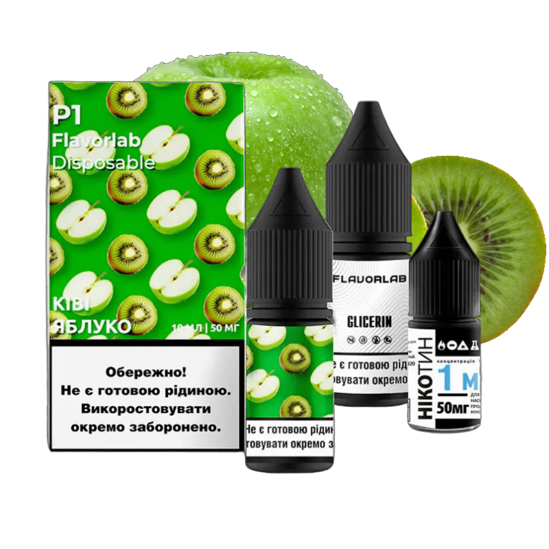 Flavorlab P1 Ківі Яблуко 10мл — Набір для самозамісу (сольовий нікотин) Flavorlab P1 Ківі Яблуко 10мл — Набір для самозамісу (сольовий нікотин)