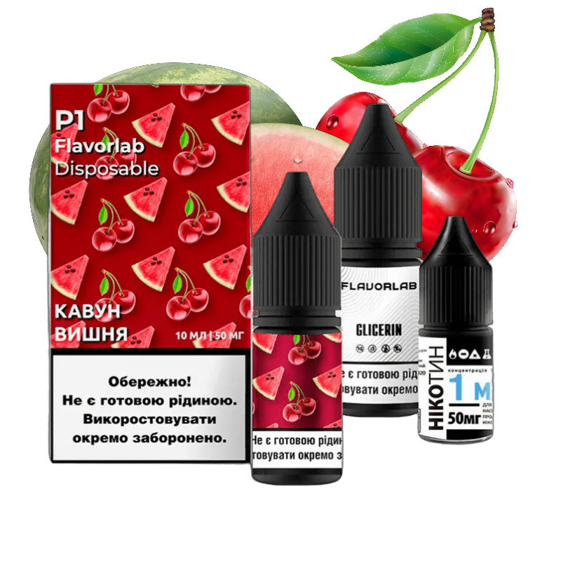 Flavorlab P1 Кавун Вишня 10мл — Набір для самозамісу (сольовий нікотин) Flavorlab P1 Кавун Вишня 10мл — Набір для самозамісу (сольовий нікотин)