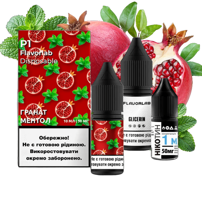 Flavorlab P1 Гранат Ментол 10мл — Набір для самозамісу (сольовий нікотин) Flavorlab P1 Гранат Ментол 10мл — Набір для самозамісу (сольовий нікотин)
