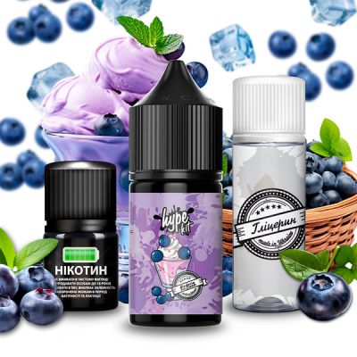 Hype Blueberry Ice Cream 30мл — Набір для самозамісу (сольовий нікотин)
