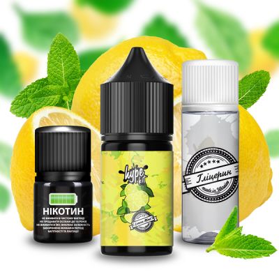 Hype Lemon Mint 30мл — Набір для самозамісу (сольовий нікотин)