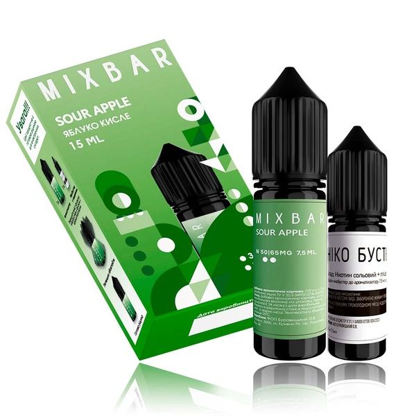 Mix Bar Sour Apple 15мл — Набір для самозамісу (сольовий нікотин) Mix Bar Sour Apple 15мл — Набір для самозамісу (сольовий нікотин)