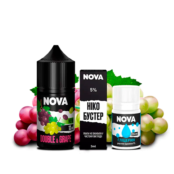 Nova Double Grape 30 мл — Набір для самозамісу (сольовий нікотин) Nova Double Grape 30 мл — Набір для самозамісу (сольовий нікотин)