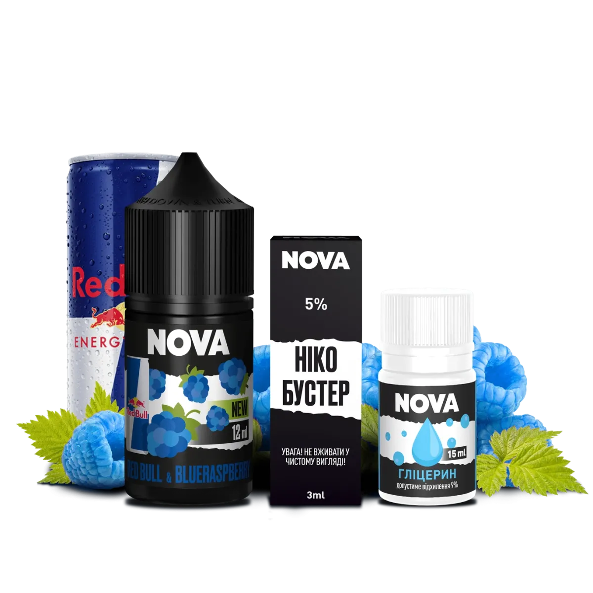 Nova RedBull Blue Raspberry 30 мл — Набір для самозамісу (сольовий нікотин) Nova RedBull Blue Raspberry 30 мл — Набір для самозамісу (сольовий нікотин)