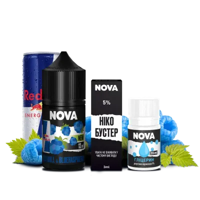 Nova RedBull Blue Raspberry 30 мл — Набір для самозамісу (сольовий нікотин)