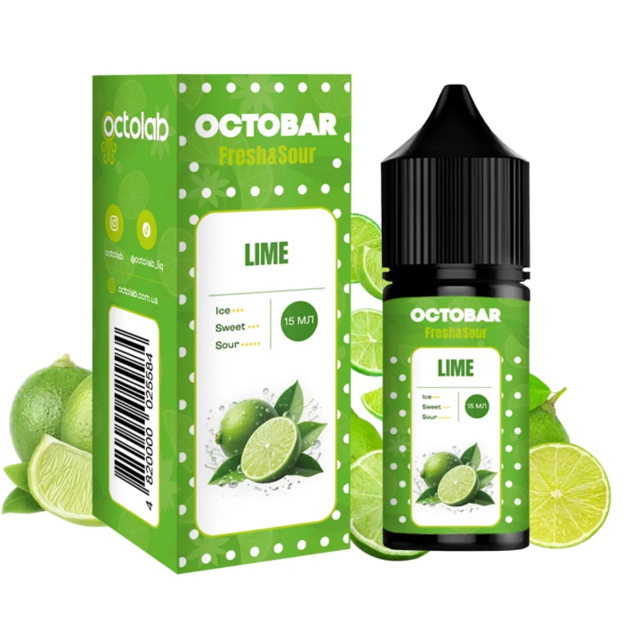 Octobar Fresh Sour Lime 30мл — Набір для самозамісу (сольовий нікотин) Octobar Fresh Sour Lime 30мл — Набір для самозамісу (сольовий нікотин)